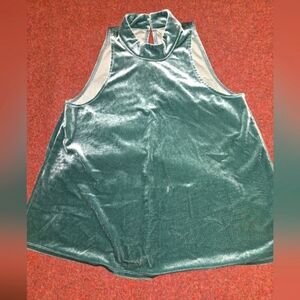 Abercrombie and Fitch Velvet Mock Neck Tank In Sage Green Size XS